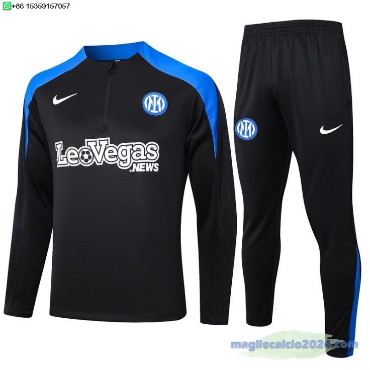 Set Completo Sudadera Formazione Inter Milan 2024 2025 Nero Blu Poco Prezzo