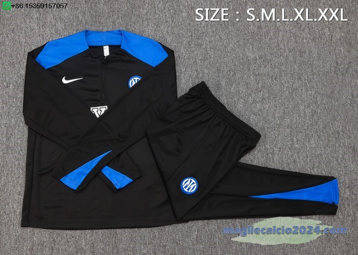 Set Completo Sudadera Formazione Inter Milan 2024 2025 Nero Blu Poco Prezzo
