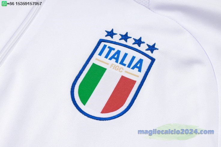 Set Completo Sudadera Formazione Italia 2024 Bianco Blu Navy Poco Prezzo