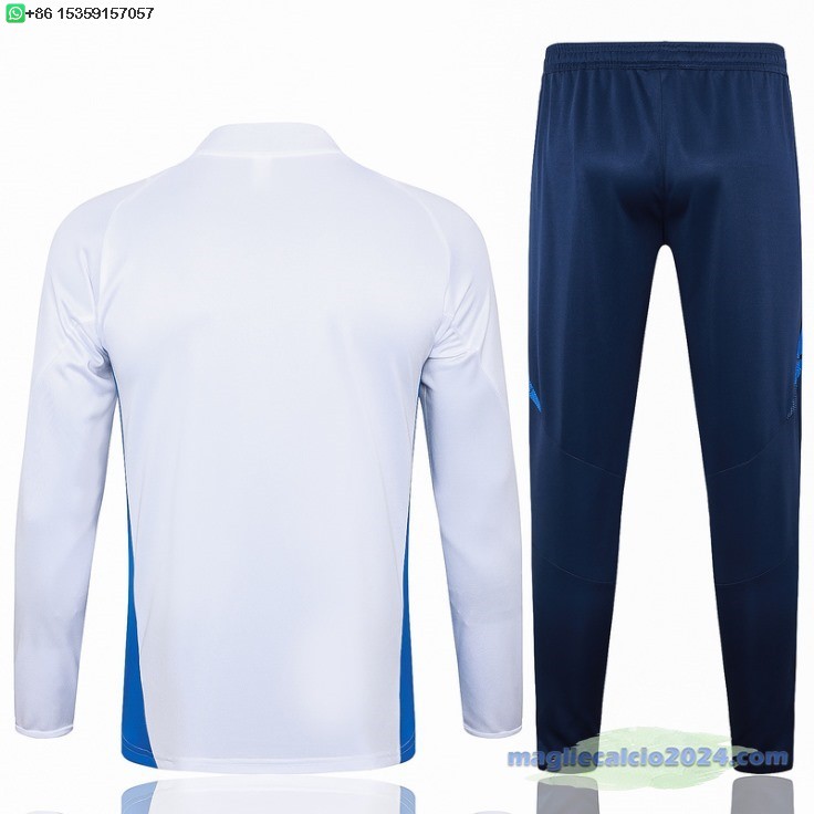 Set Completo Sudadera Formazione Italia 2024 Bianco Blu Navy Poco Prezzo