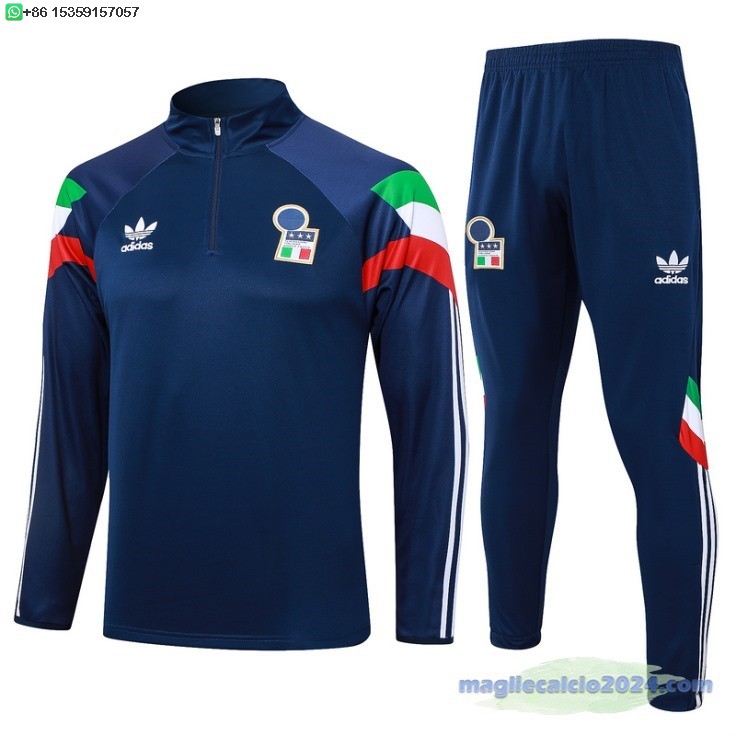 Set Completo Sudadera Formazione Italia 2024 Blu I Navy Poco Prezzo