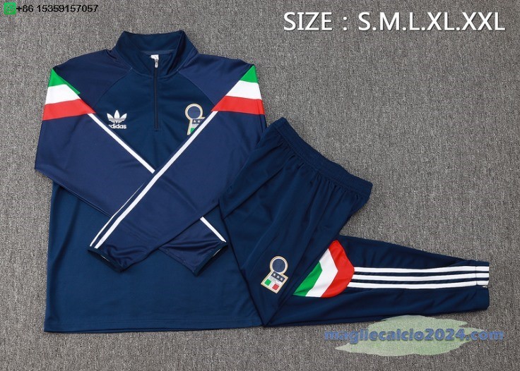 Set Completo Sudadera Formazione Italia 2024 Blu I Navy Poco Prezzo