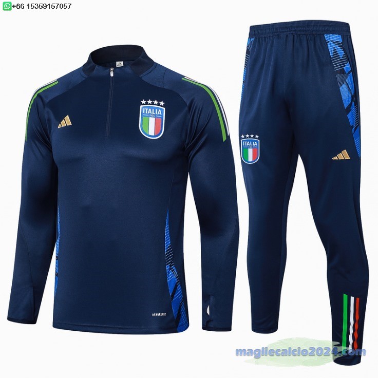 Set Completo Sudadera Formazione Italia 2024 Blu Navy Poco Prezzo