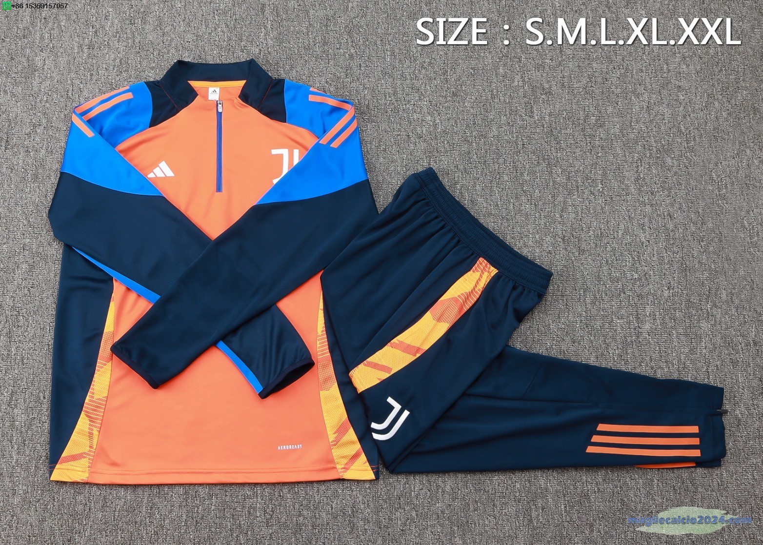 Set Completo Sudadera Formazione Juventus 2024 2025 Arancione Blu Poco Prezzo