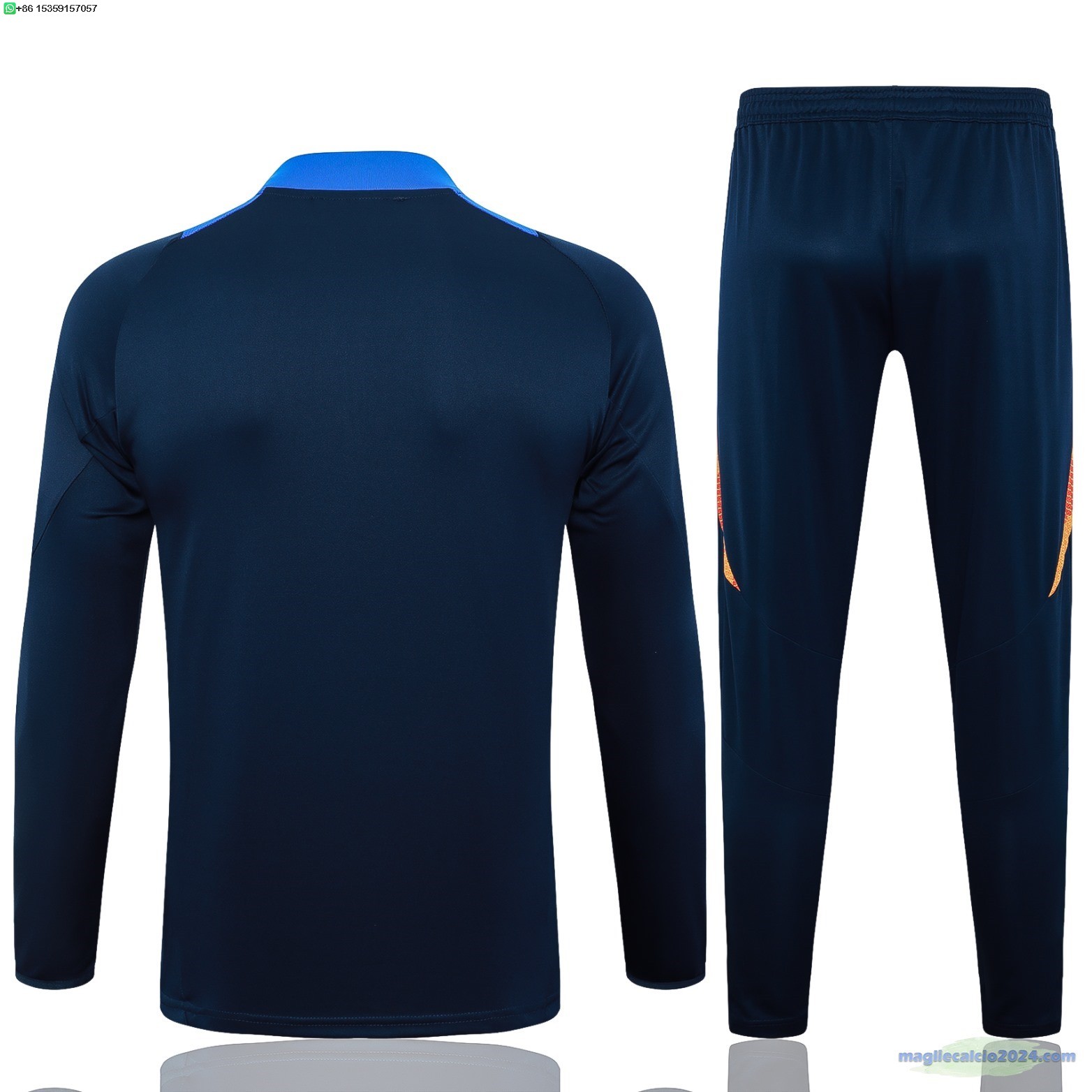 Set Completo Sudadera Formazione Juventus 2024 2025 Blu Navy Arancione Poco Prezzo