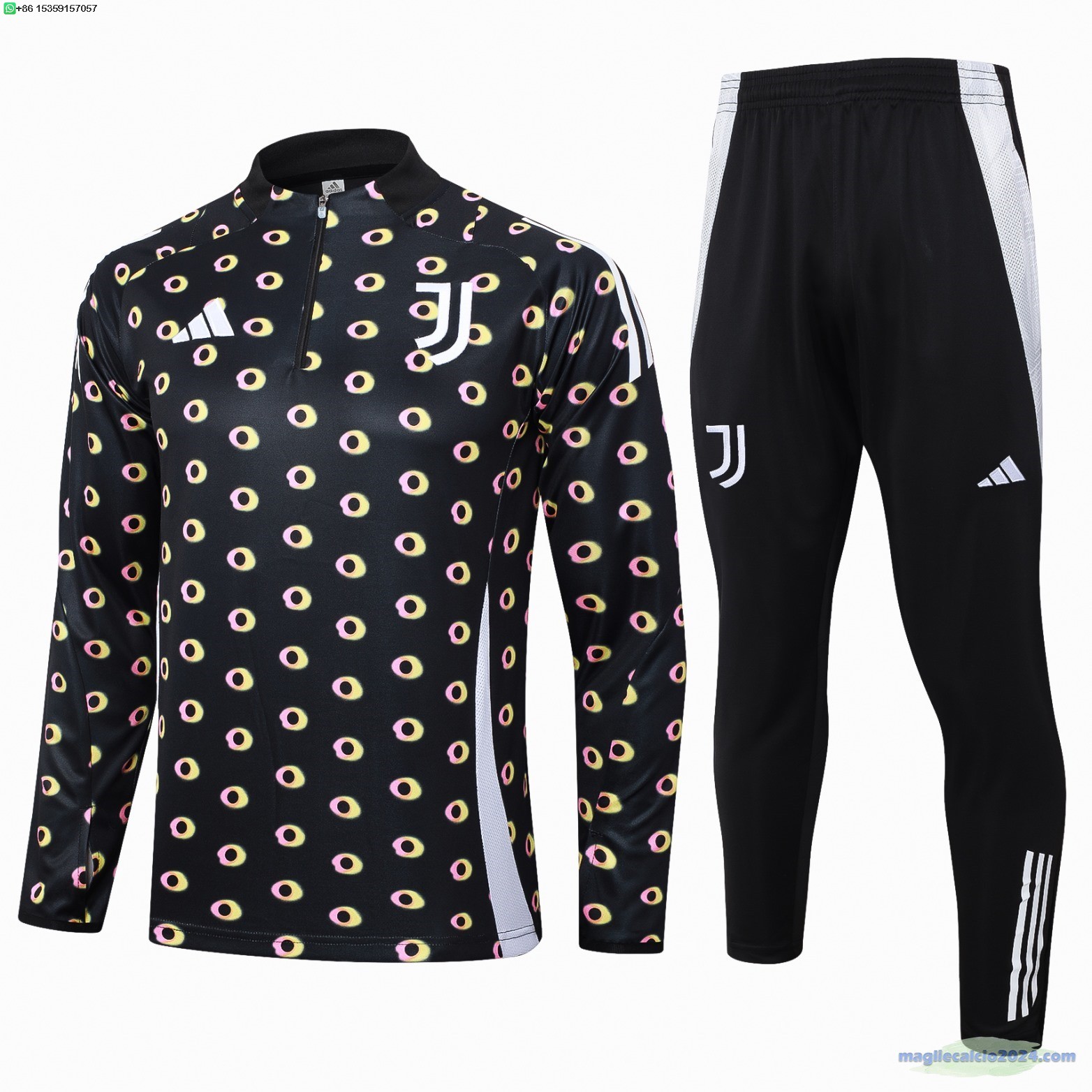 Set Completo Sudadera Formazione Juventus 2024 2025 Nero Bianco Poco Prezzo