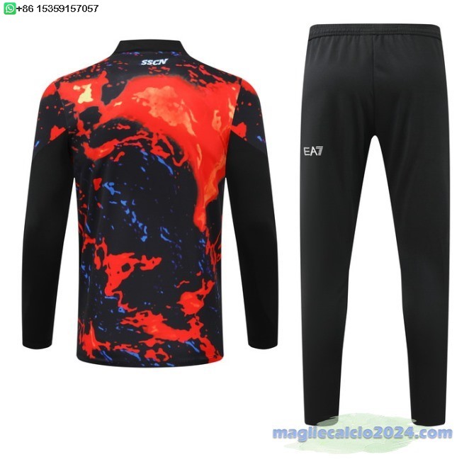 Set Completo Sudadera Formazione Napoli 2024 2025 Arancione Nero Poco Prezzo