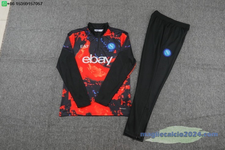 Set Completo Sudadera Formazione Napoli 2024 2025 Arancione Nero Poco Prezzo