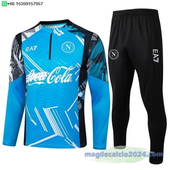 Set Completo Sudadera Formazione Napoli 2024 2025 Blu Nero Poco Prezzo