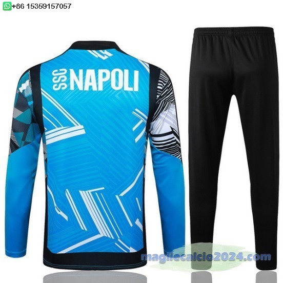 Set Completo Sudadera Formazione Napoli 2024 2025 Blu Nero Poco Prezzo