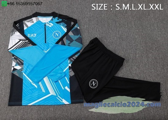 Set Completo Sudadera Formazione Napoli 2024 2025 Blu Nero Poco Prezzo