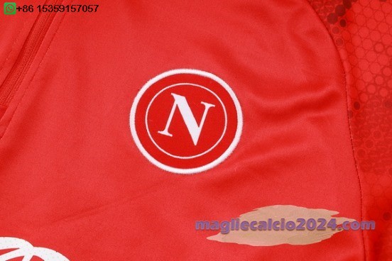 Set Completo Sudadera Formazione Napoli 2024 2025 Rosso Nero Poco Prezzo