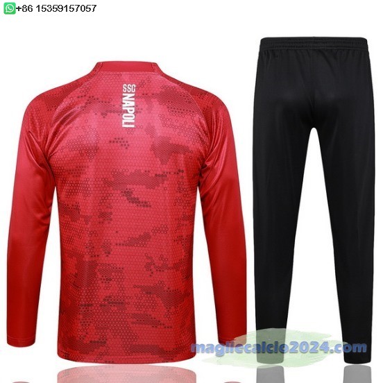 Set Completo Sudadera Formazione Napoli 2024 2025 Rosso Nero Poco Prezzo