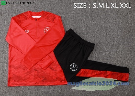 Set Completo Sudadera Formazione Napoli 2024 2025 Rosso Nero Poco Prezzo