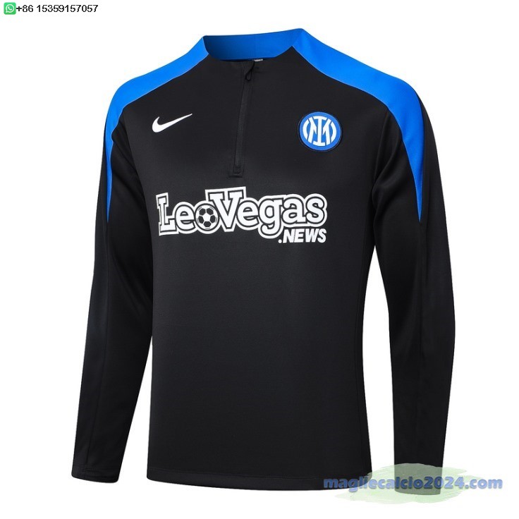 Sudadera Formazione Inter Milan 2024 2025 Nero Blu Poco Prezzo