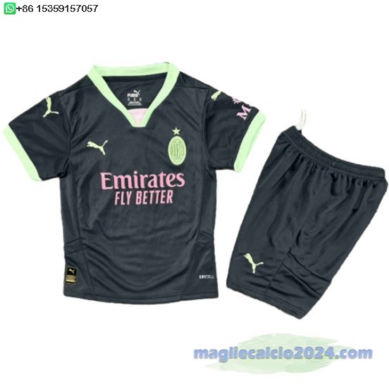 Terza Conjunto De Bambino AC Milan 2024 2025 Nero Poco Prezzo