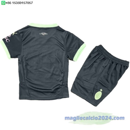 Terza Conjunto De Bambino AC Milan 2024 2025 Nero Poco Prezzo