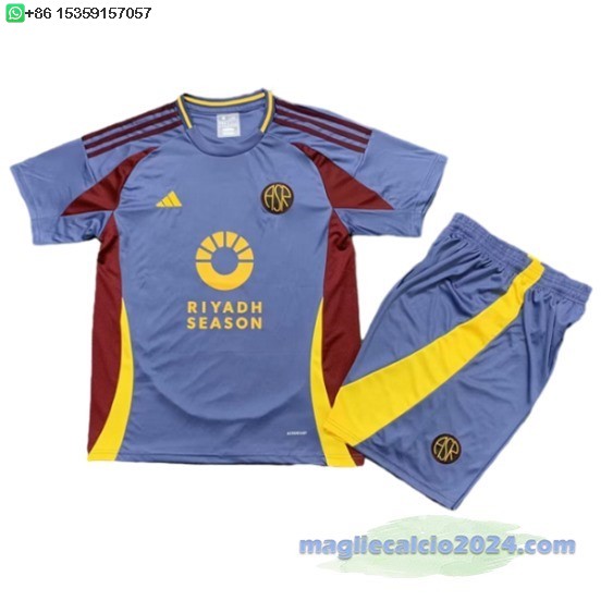 Terza Conjunto De Bambino As Roma 2024 2025 Blu Poco Prezzo