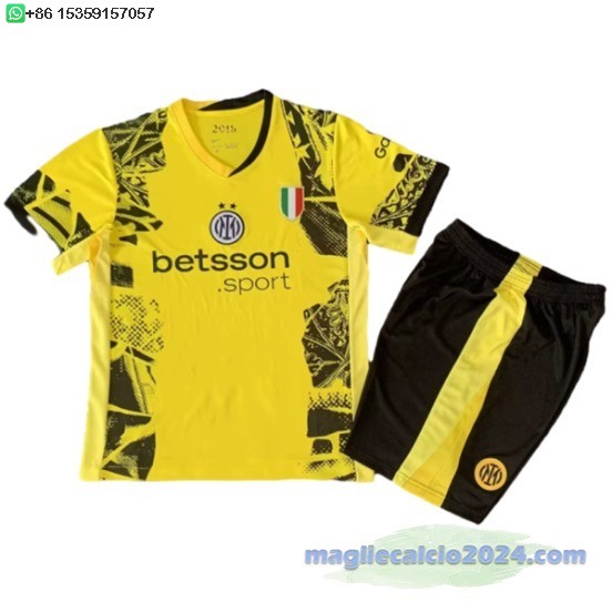 Terza Conjunto De Bambino Inter Milán 2024 2025 Giallo Poco Prezzo