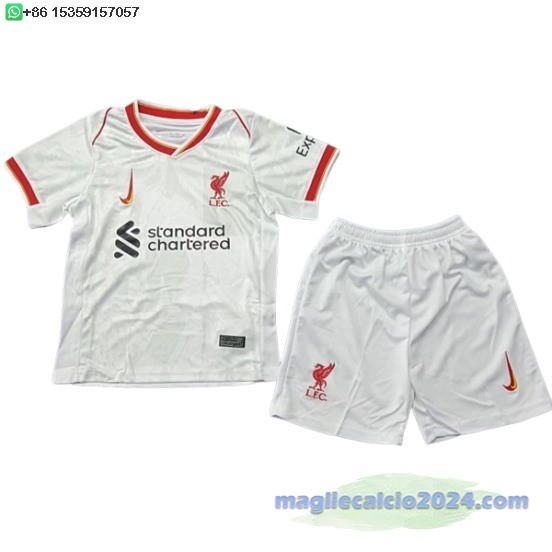 Terza Conjunto De Bambino Liverpool 2024 2025 Bianco Poco Prezzo