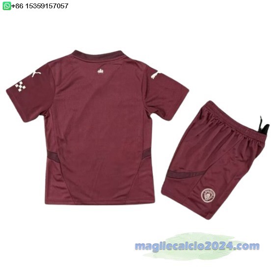Terza Conjunto De Bambino Manchester City 2024 2025 Borgogna Poco Prezzo