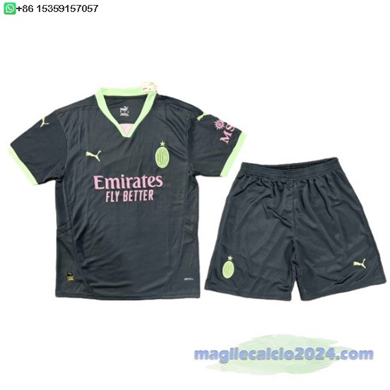Terza Conjunto De Uomo AC Milan 2024 2025 Nero Poco Prezzo