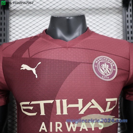 Terza Giocatori Maglia Manchester City 2024 2025 Rosso Poco Prezzo