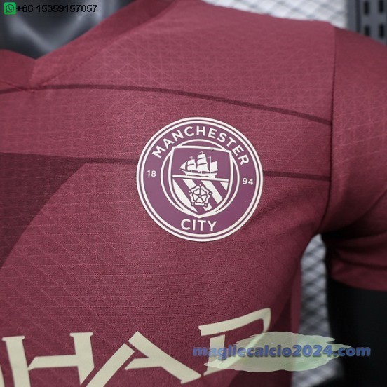 Terza Giocatori Maglia Manchester City 2024 2025 Rosso Poco Prezzo