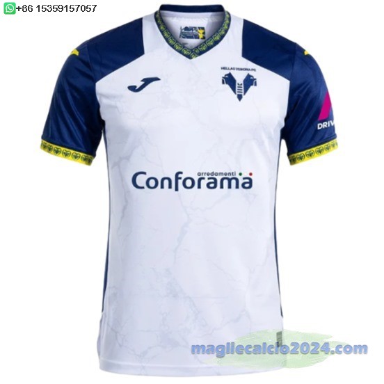 Thailandia Away Maglia Hellas Verona 2024 2025 Bianco Blu Poco Prezzo