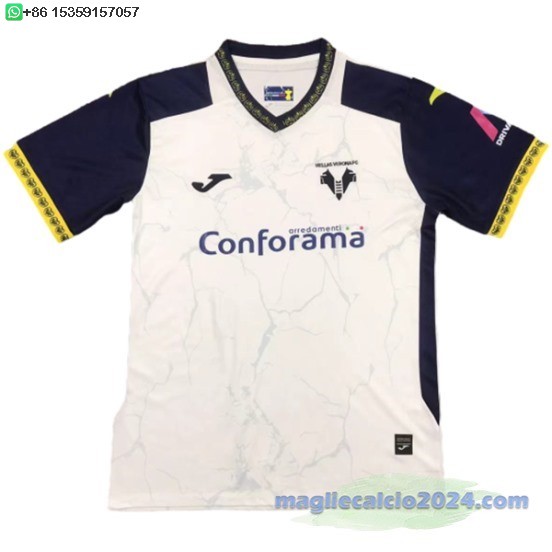 Thailandia Away Maglia Hellas Verona 2024 2025 Bianco Blu Poco Prezzo