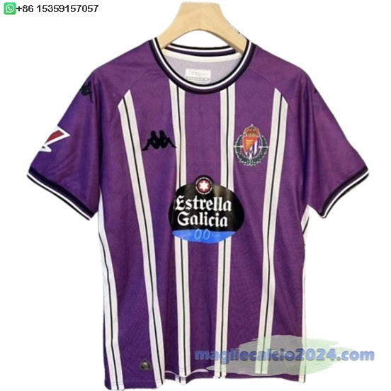 Thailandia Home Maglia Real Valladolid 2024 2025 Bianco Purpureo Poco Prezzo