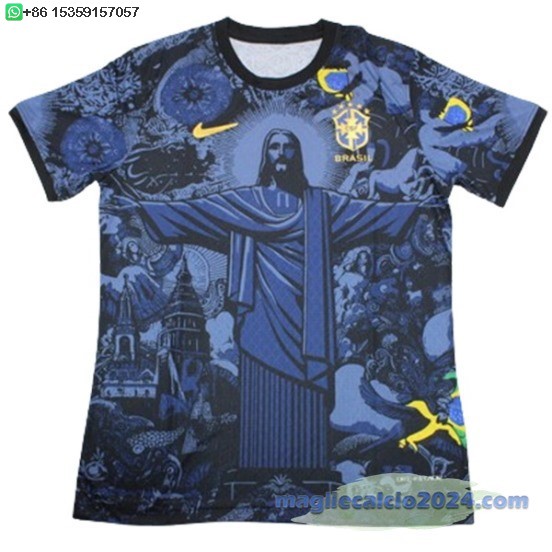 Thailandia speciale Maglia Brasile 2024 Blu Navy Poco Prezzo