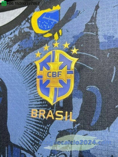 Thailandia speciale Maglia Brasile 2024 Blu Navy Poco Prezzo
