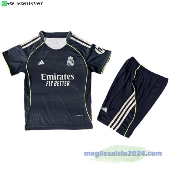 Away concetto Set Completo Bambino Real Madrid 2025 2026 Poco Prezzo