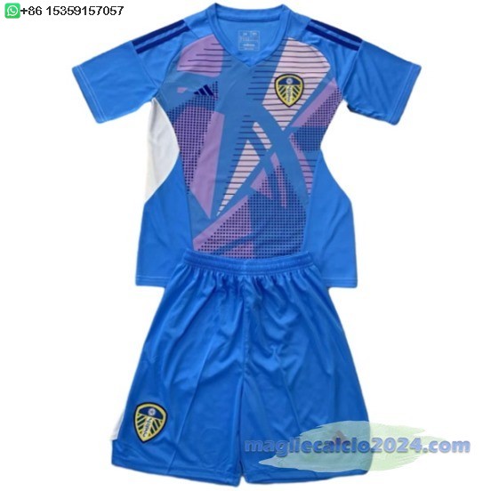Portiere Maglia Calcio Set Completo Bambino Leeds United 2024 2025 Blu Poco Prezzo