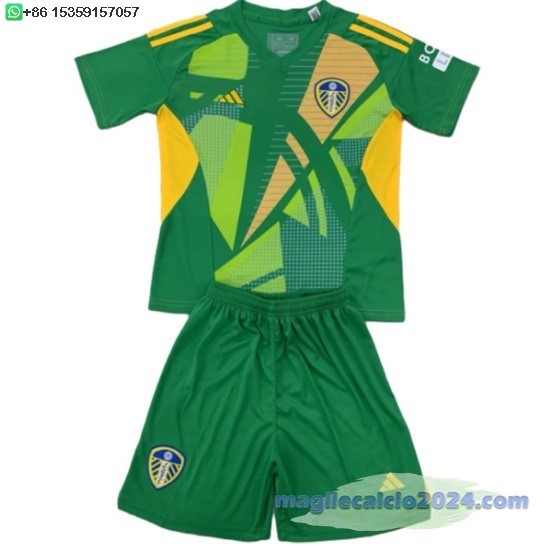 Portiere Maglia Calcio Set Completo Bambino Leeds United 2024 2025 Verde Poco Prezzo