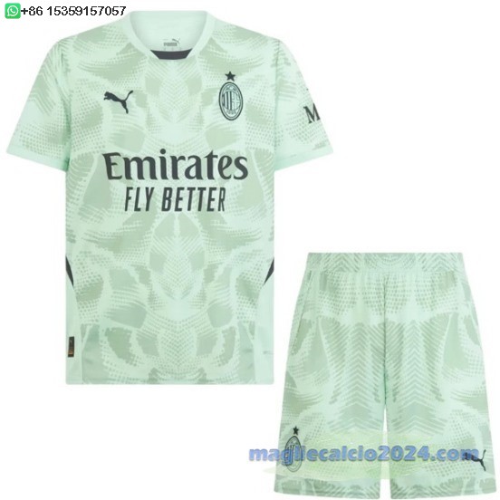 Portiere Set Completo Bambino AC Milan 2024 2025 Verde Poco Prezzo