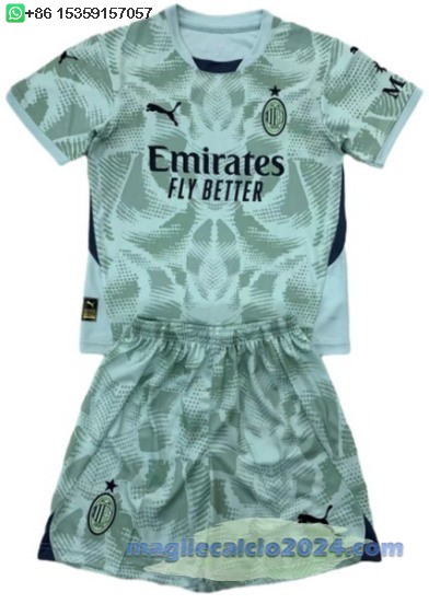 Portiere Set Completo Bambino AC Milan 2024 2025 Verde Poco Prezzo