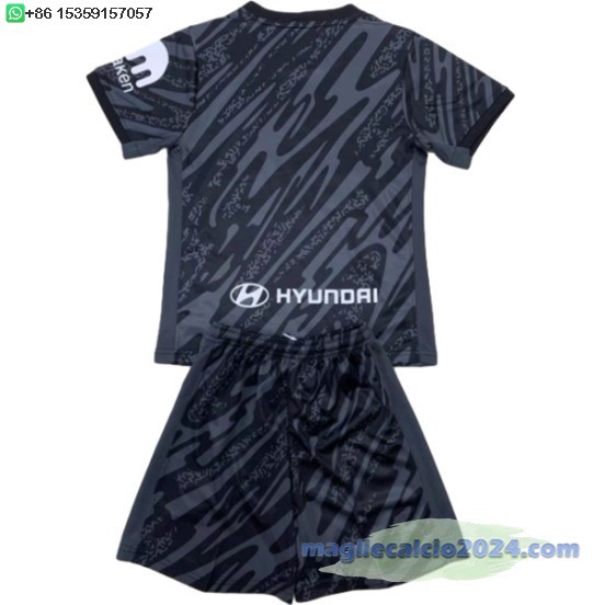 Portiere Set Completo Bambino Atlético Madrid 2024 2025 Nero Poco Prezzo