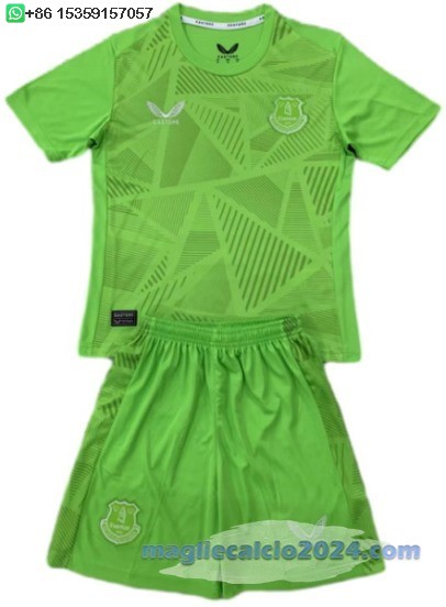 Portiere Set Completo Bambino Everton 2024 2025 Verde Poco Prezzo