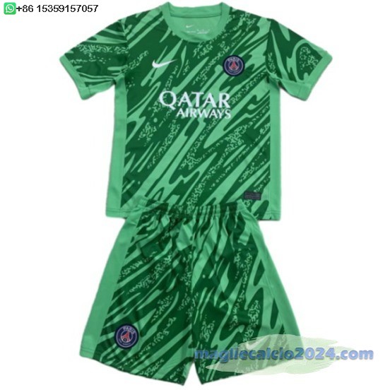 Portiere Set Completo Bambino Paris Saint Germain 2024 2025 Verde Poco Prezzo