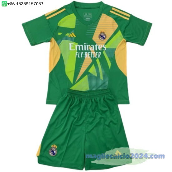 Portiere Set Completo Bambino Real Madrid 2024 2025 Verde Poco Prezzo