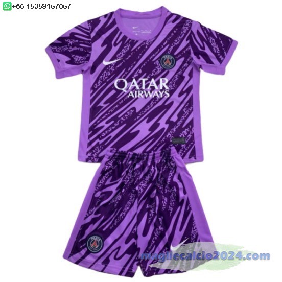 Portiere Set Completo Uomo Paris Saint Germain 2024 2025 Purpureo Poco Prezzo