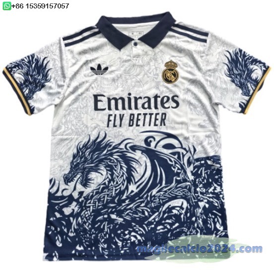 Thailandia speciale Maglia Calcio Real Madrid 2025 2026 Bianco Blu Poco Prezzo