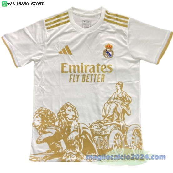 Thailandia speciale Maglia Calcio Real Madrid 2025 2026 Bianco Giallo Poco Prezzo