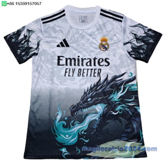 Thailandia speciale Maglia Calcio Real Madrid 2025 2026 Bianco Nero Poco Prezzo