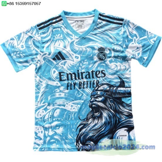 Thailandia speciale Maglia Calcio Real Madrid 2025 2026 Blu Bianco Poco Prezzo