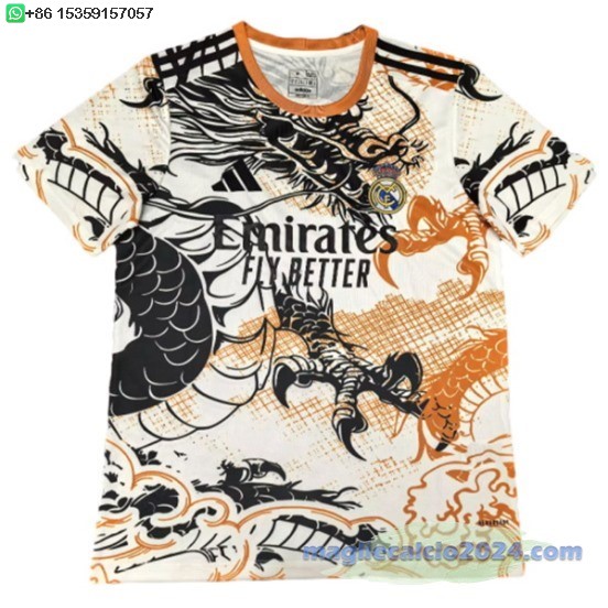 Thailandia speciale Maglia Calcio Real Madrid 2025 2026 Nero Arancione Bianco Poco Prezzo