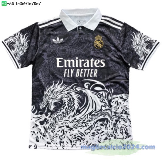 Thailandia speciale Maglia Calcio Real Madrid 2025 2026 Nero Bianco Poco Prezzo