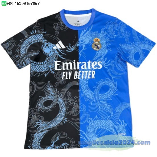 Thailandia speciale Maglia Calcio Real Madrid 2025 2026 Nero Blu Poco Prezzo